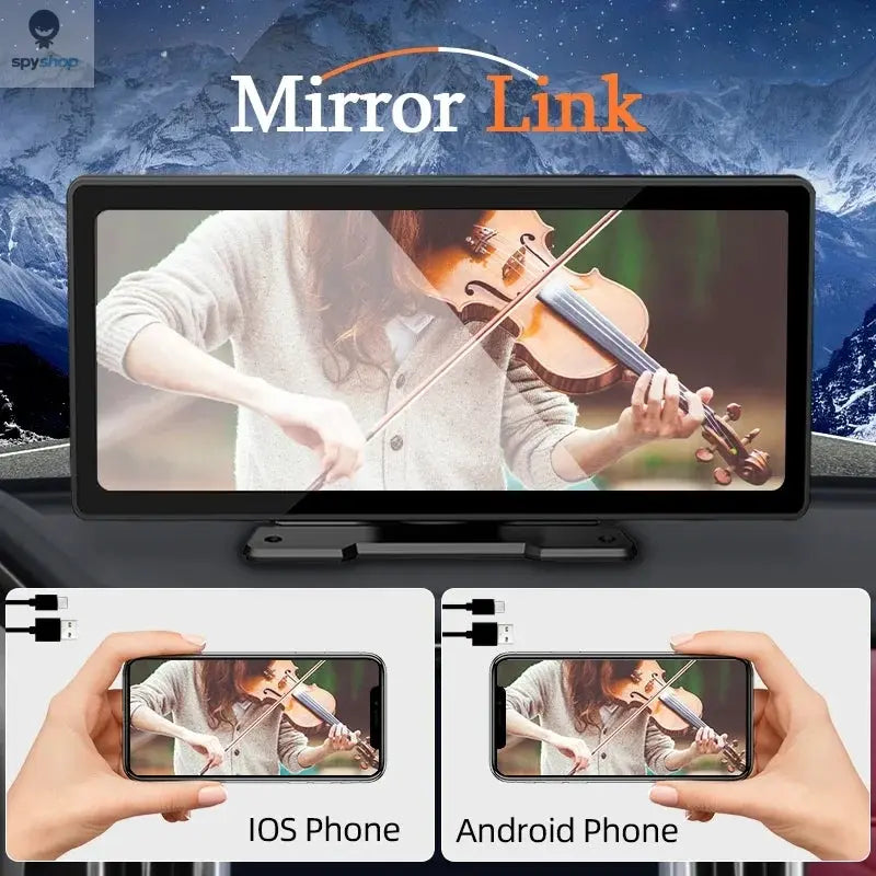 10.26" Car Mirror Radio Multimedia Video Player Universal Wireless Carplay Android Auto Screen With Bluetooth AUX USB Spy-shop.com