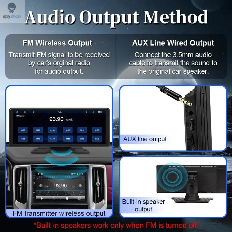 10.26" Car Mirror Radio Multimedia Video Player Universal Wireless Carplay Android Auto Screen With Bluetooth AUX USB Spy-shop.com