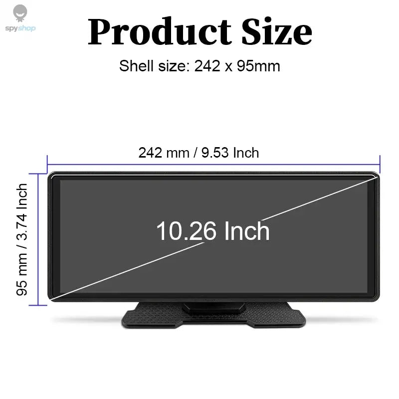 10.26" Car Mirror Radio Multimedia Video Player Universal Wireless Carplay Android Auto Screen With Bluetooth AUX USB Spy-shop.com