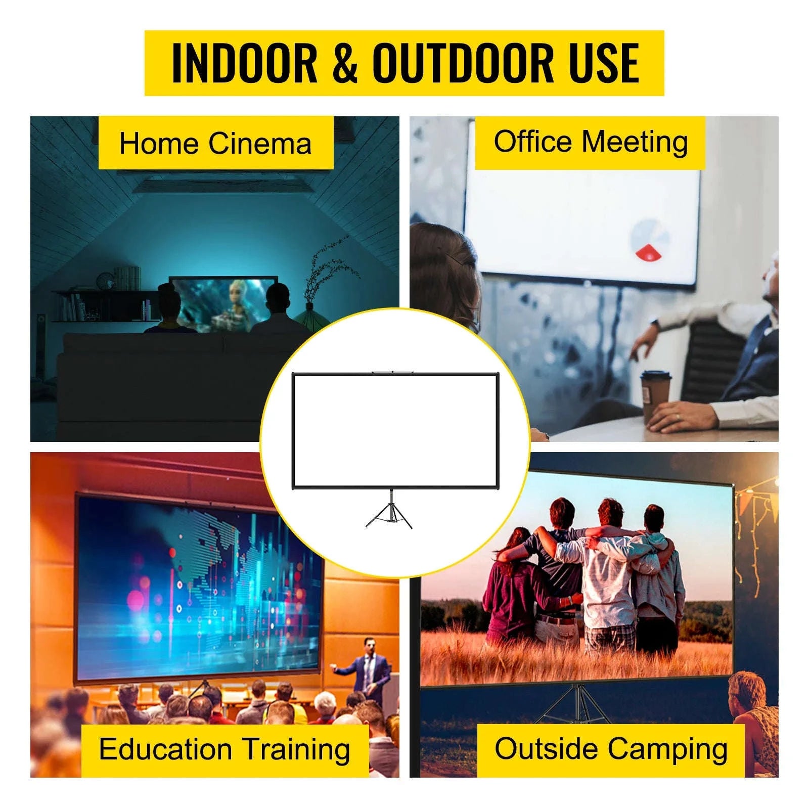 100" 4K HD Tripod Projector Screen with Stand, Indoor Outdoor-100 inch / CZECH REPUBLIC