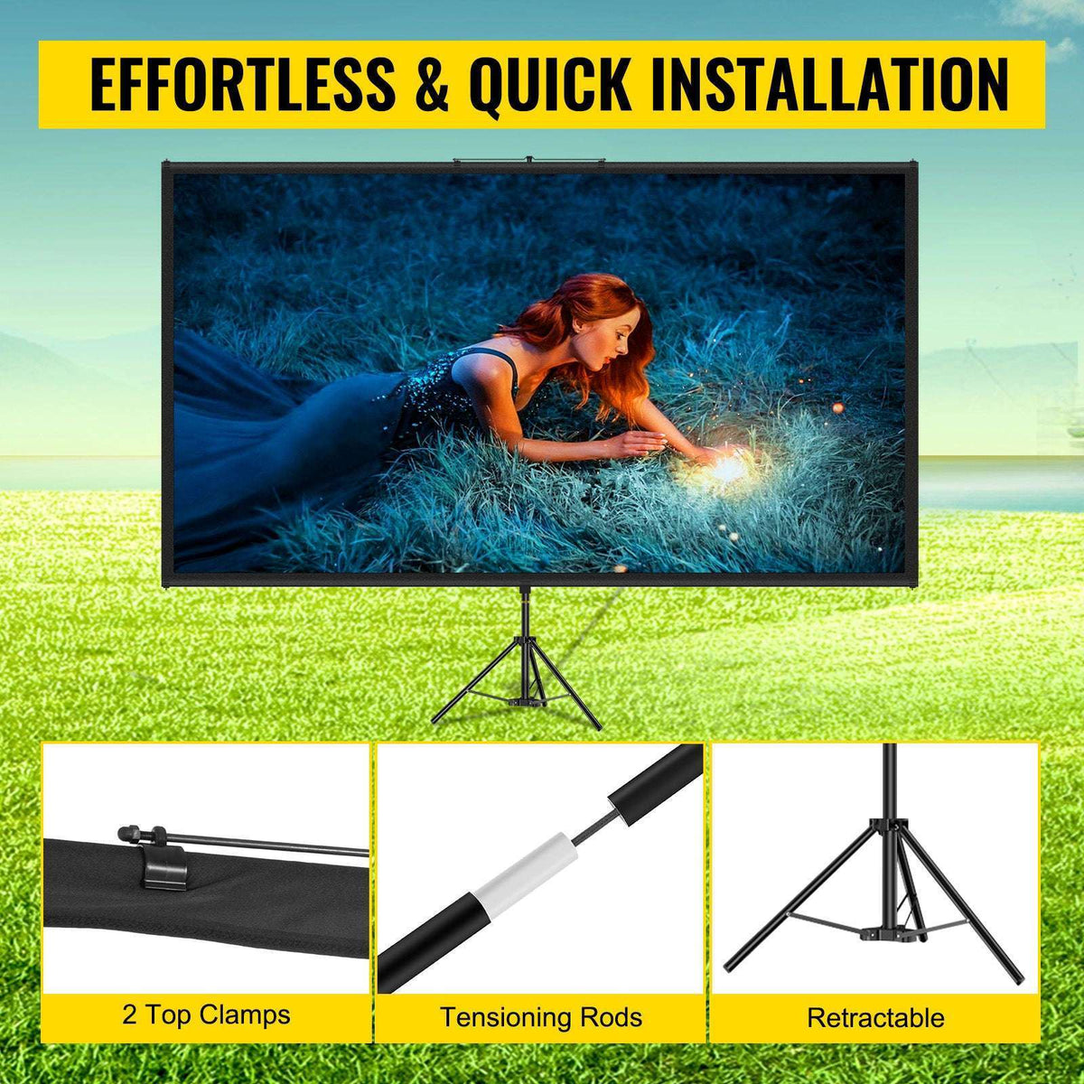 100" 4K HD Tripod Projector Screen with Stand, Indoor Outdoor-100 inch / CZECH REPUBLIC
