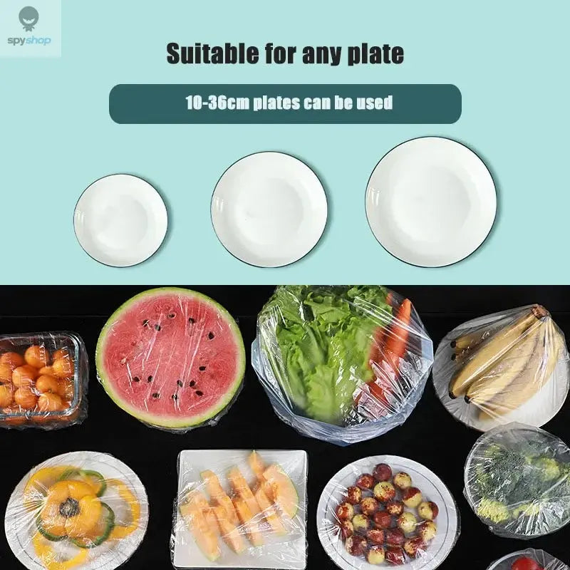 100 Pcs Elastic Food Covers, Disposable Plastic Bowl Lids for Fruit & Vegetable Storage, Freshness Seal Wraps Spy-shop.com