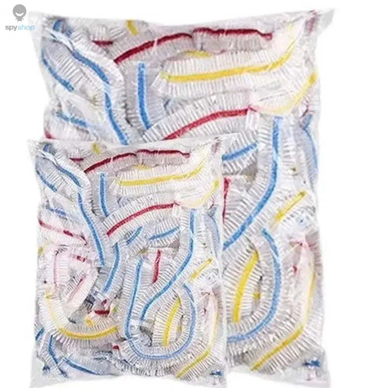 100 Pcs Elastic Food Covers, Disposable Plastic Bowl Lids for Fruit & Vegetable Storage, Freshness Seal Wraps Spy-shop.com