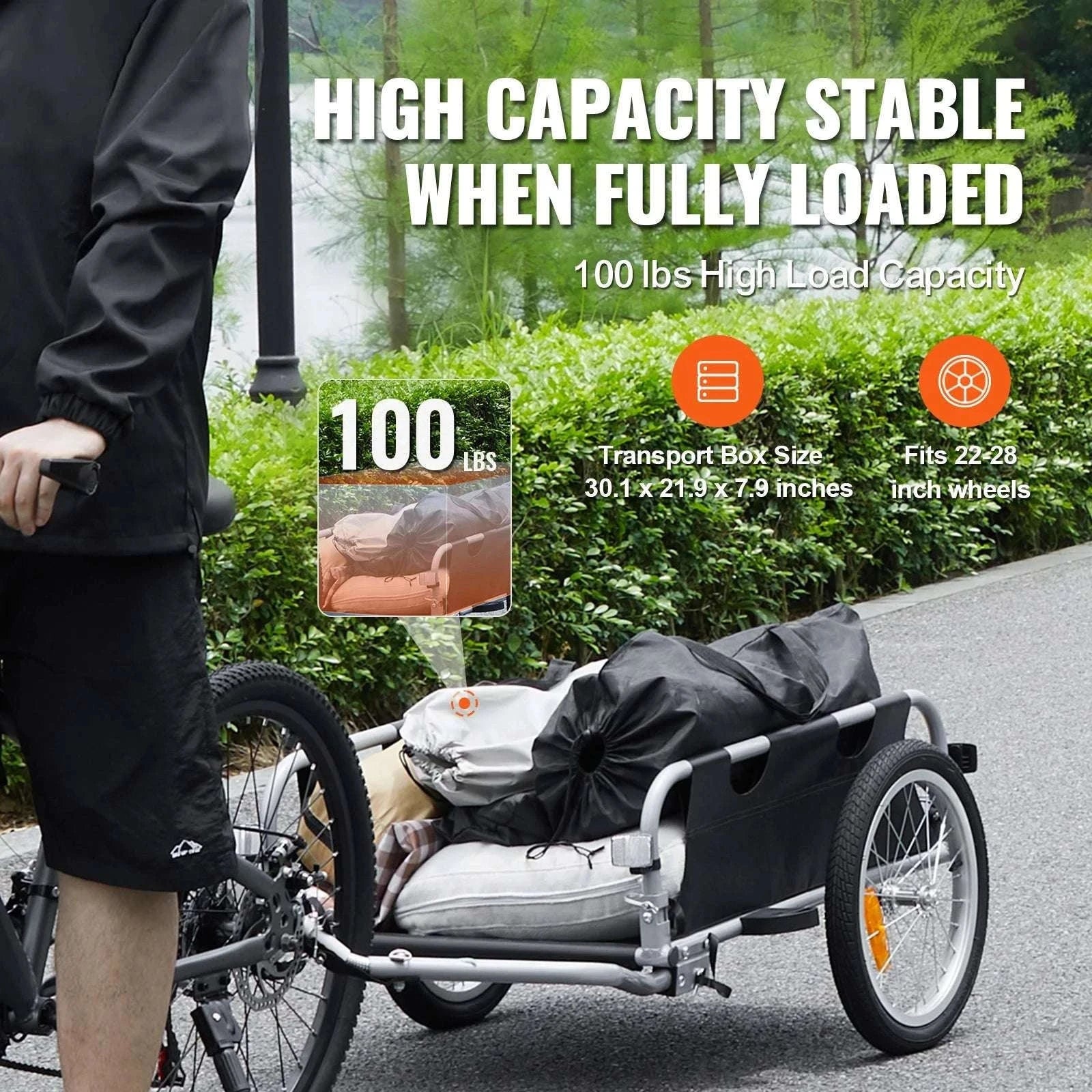 100 lb Bike Cargo Trailer Foldable Wagon with 16" Wheels-100lbs / CZECH REPUBLIC