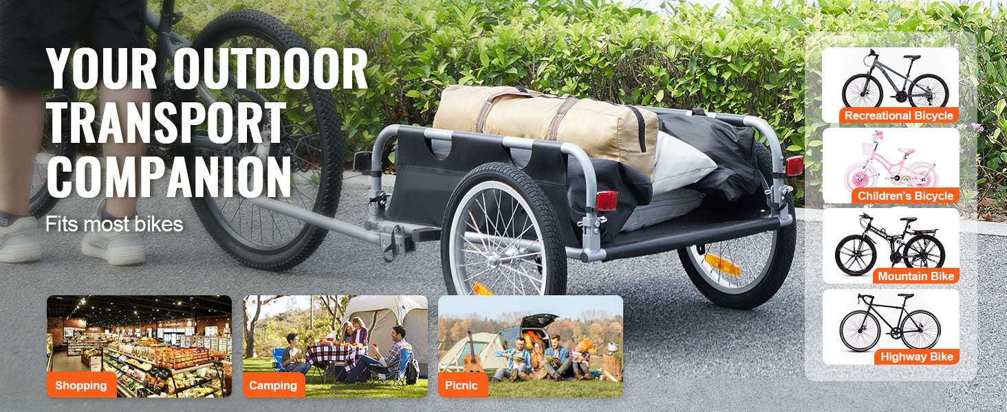 100 lb Bike Cargo Trailer Foldable Wagon with 16" Wheels-100lbs / CZECH REPUBLIC