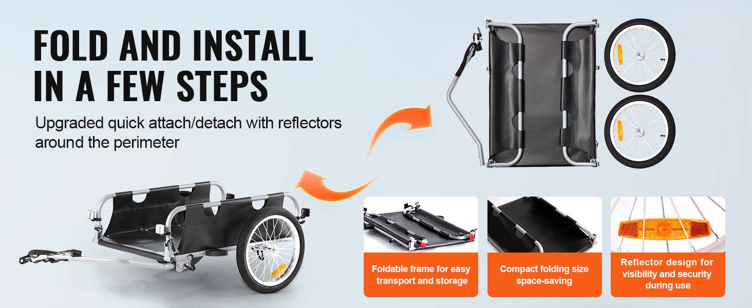 100 lb Bike Cargo Trailer Foldable Wagon with 16" Wheels-100lbs / CZECH REPUBLIC