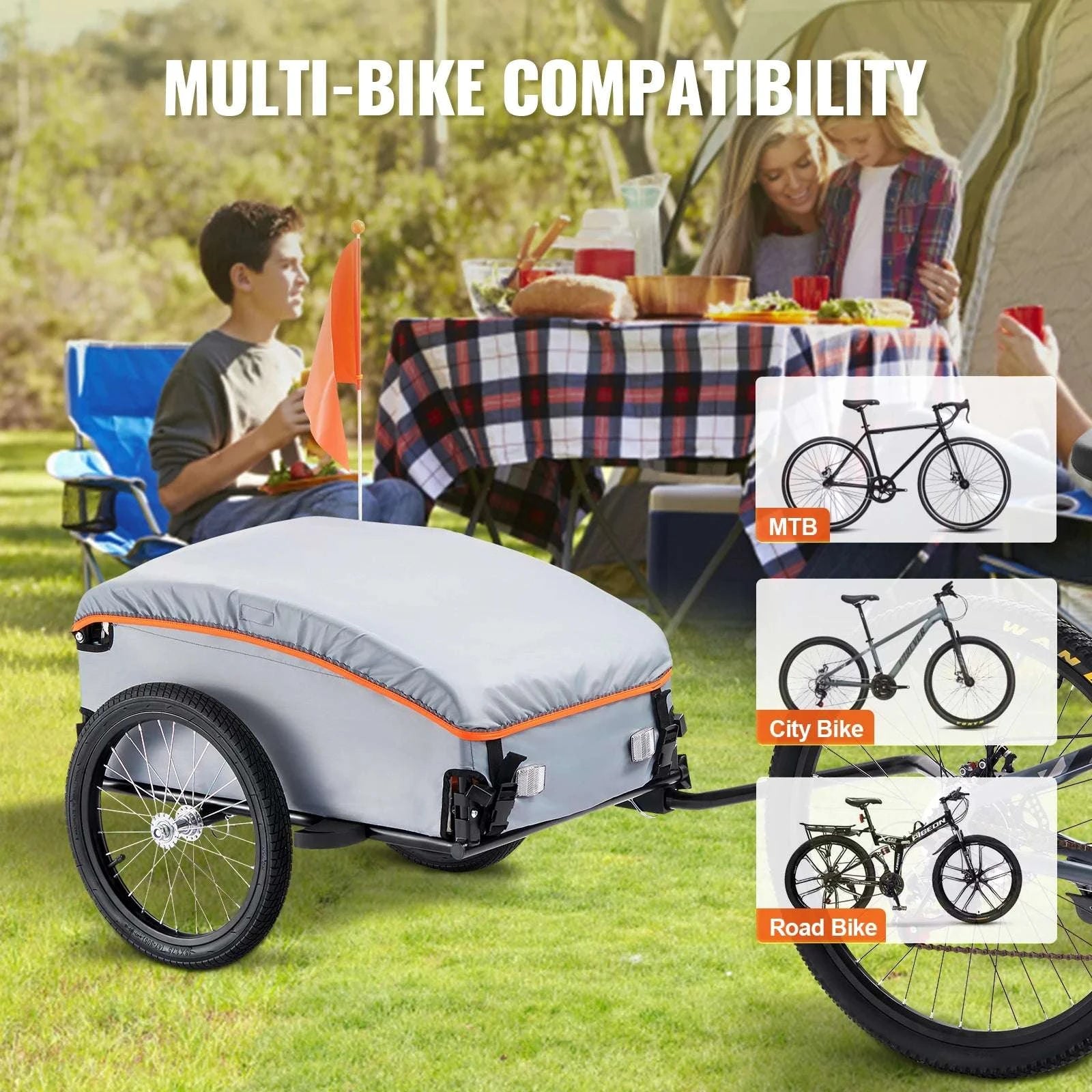 100 lbs Bike Cargo Trailer with Waterproof Cover & Foldable Frame-100lbs / United States