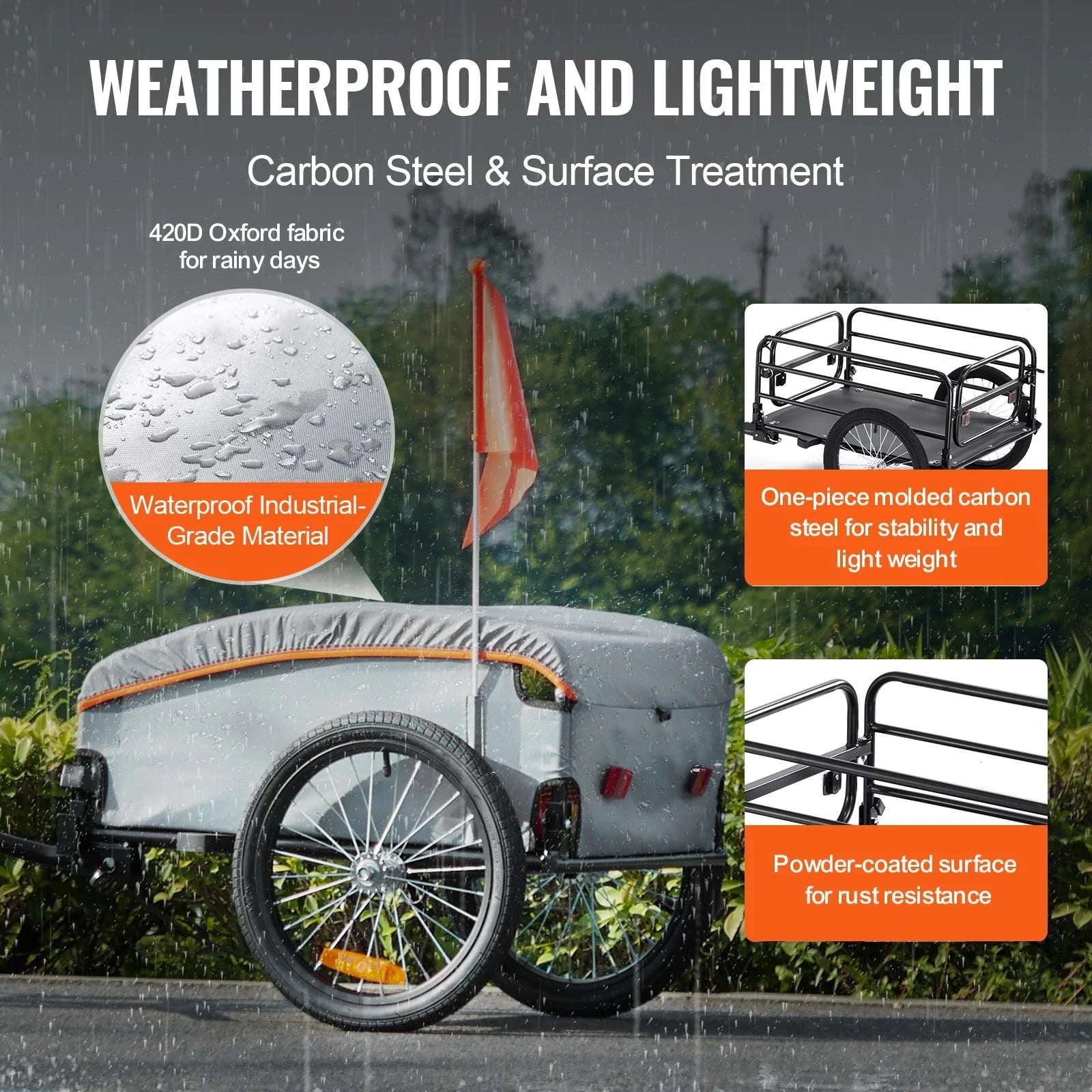100 lbs Bike Cargo Trailer with Waterproof Cover & Foldable Frame-100lbs / United States