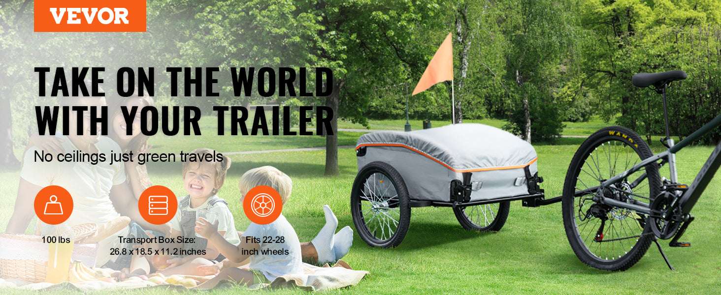100 lbs Bike Cargo Trailer with Waterproof Cover & Foldable Frame-100lbs / United States