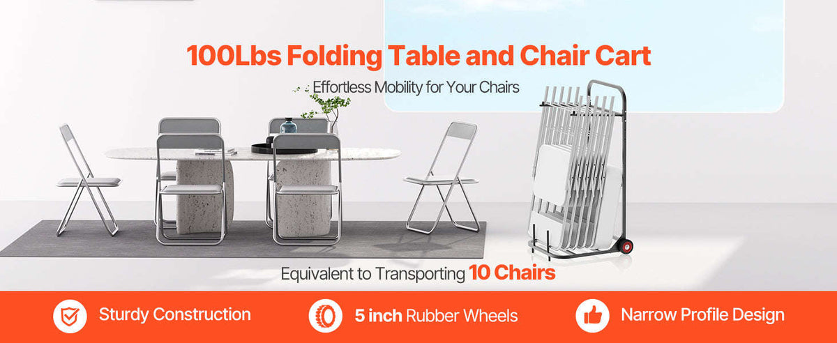 100 lbs Folding Chair Rack Cart with Wheels-100 LBS / Poland