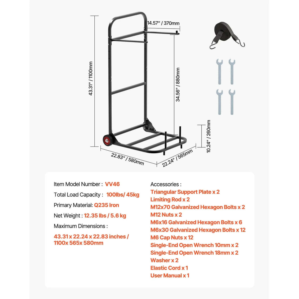 100 lbs Folding Chair Rack Cart with Wheels-100 LBS / Poland