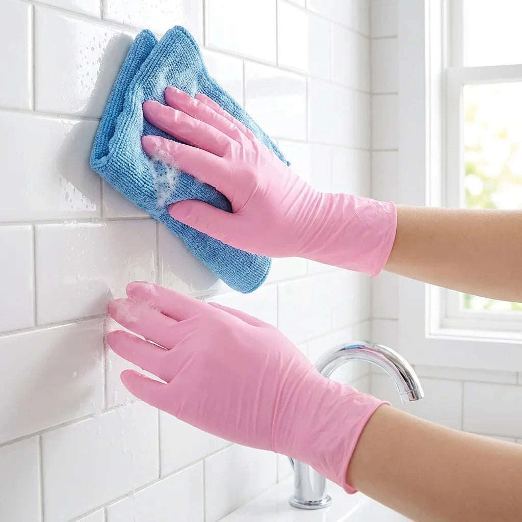 100 Pcs Pink Disposable Nitrile Gloves for Safe Food Handling-United States