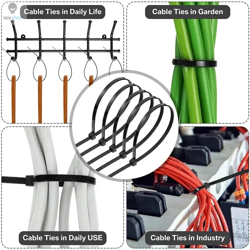 1000/100Pcs Nylon Cable Ties Self-locking Cord Ties Straps Adjustable Cables Fastening Loop Home Office Wire Zip Ties Wholesale Spy-shop.com