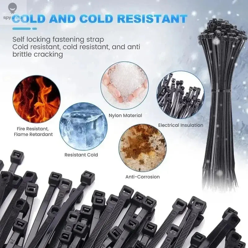 1000/100Pcs Nylon Cable Ties Self-locking Cord Ties Straps Adjustable Cables Fastening Loop Home Office Wire Zip Ties Wholesale Spy-shop.com