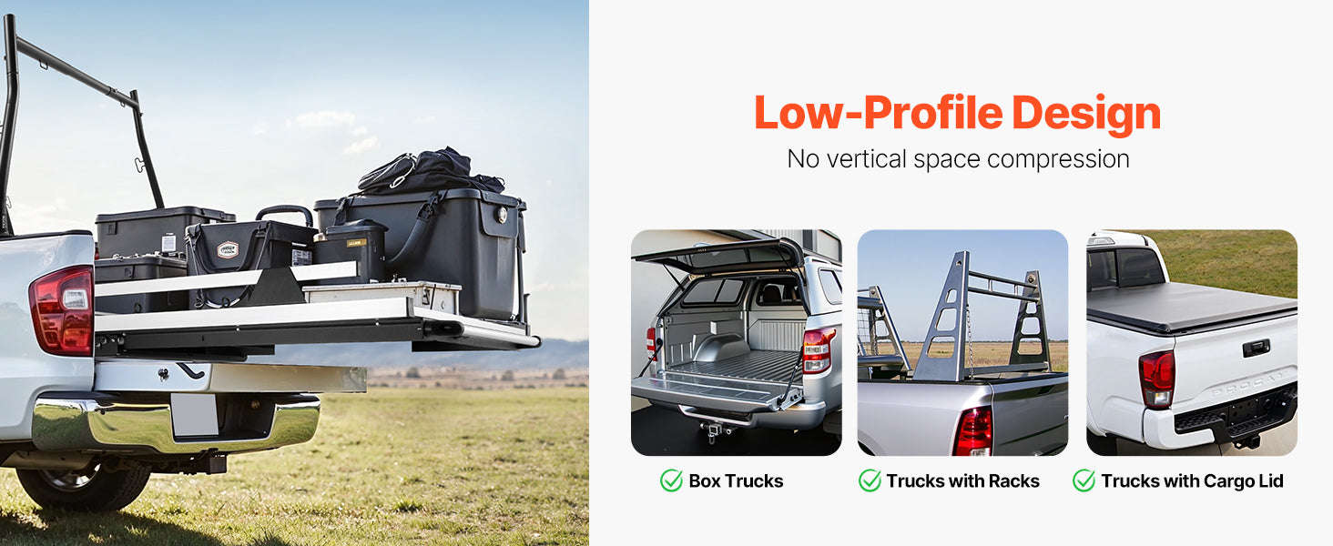 1000 lb Sliding Truck Bed Organizer with 6 Movable Rings and 2-Position Slide-Out Tray-78 x 48 in / United States
