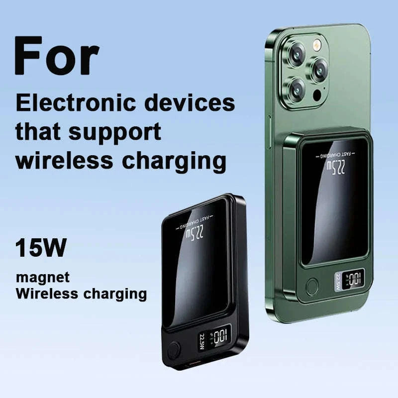 10000mAh Magnetic Wireless Power Bank 22.5W Fast Charging-green / 5000mAh / United States