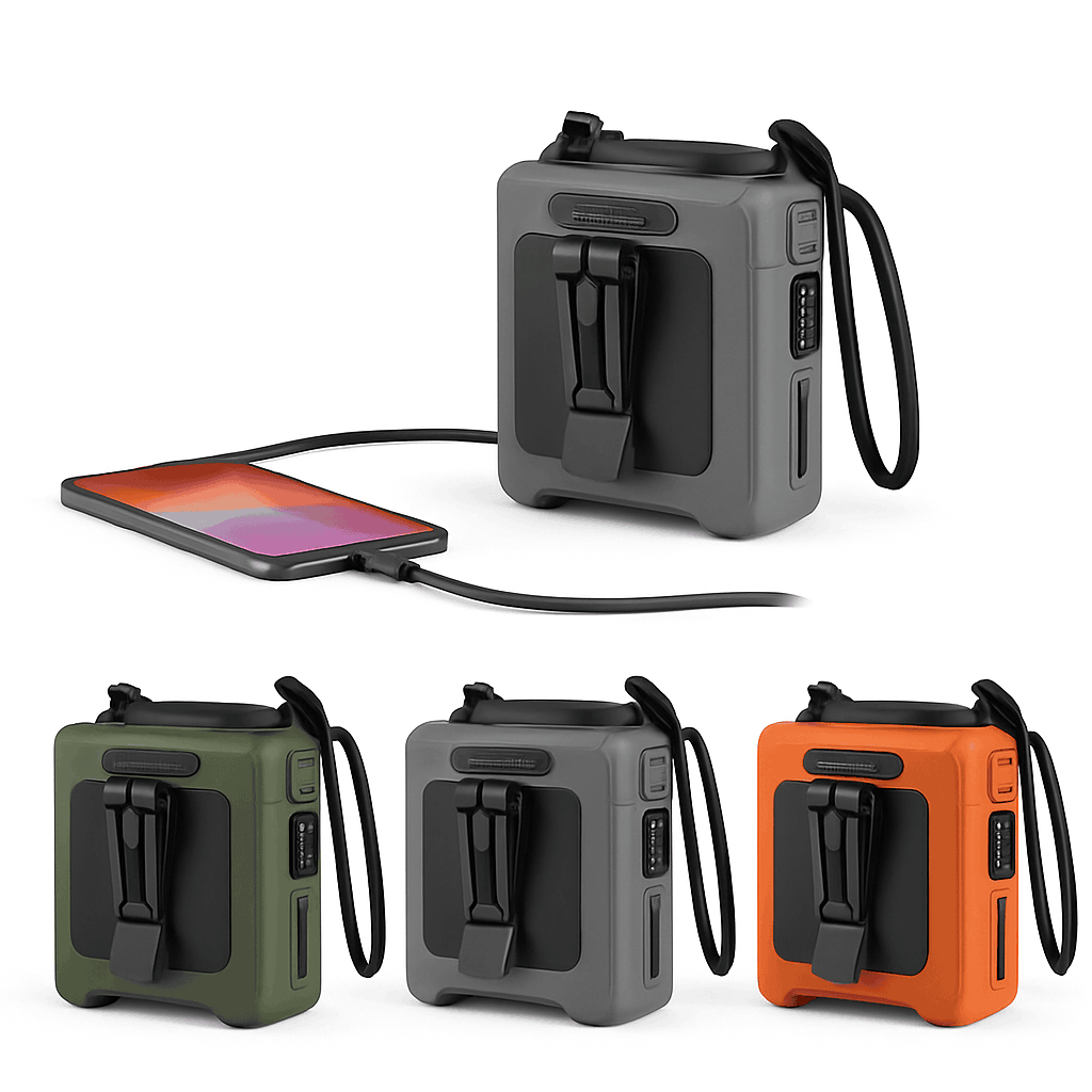 10000mAh Neck-Worn Fan with LED Light and Power Bank-Orange / United States