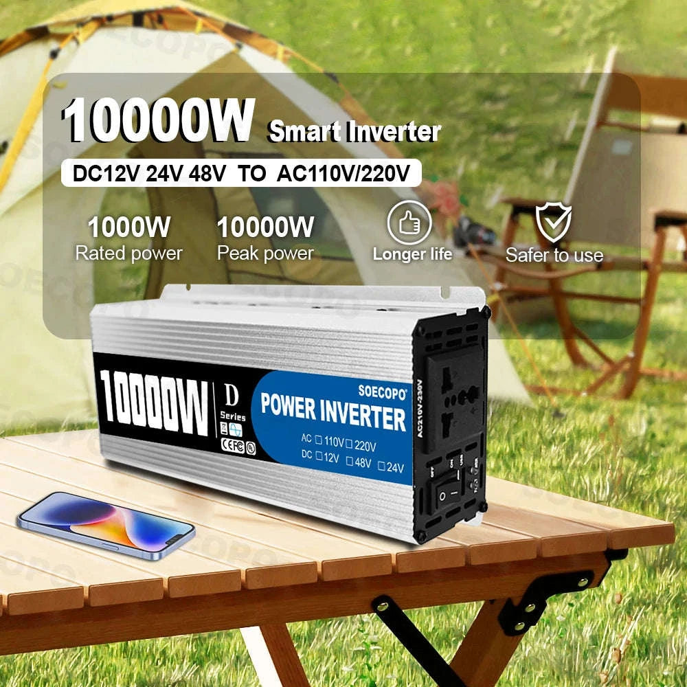 10000W DC to AC Power Inverter 12V 24V 48V to 220V with USB Port and Protection Features-12V TO 110V / China Mainland