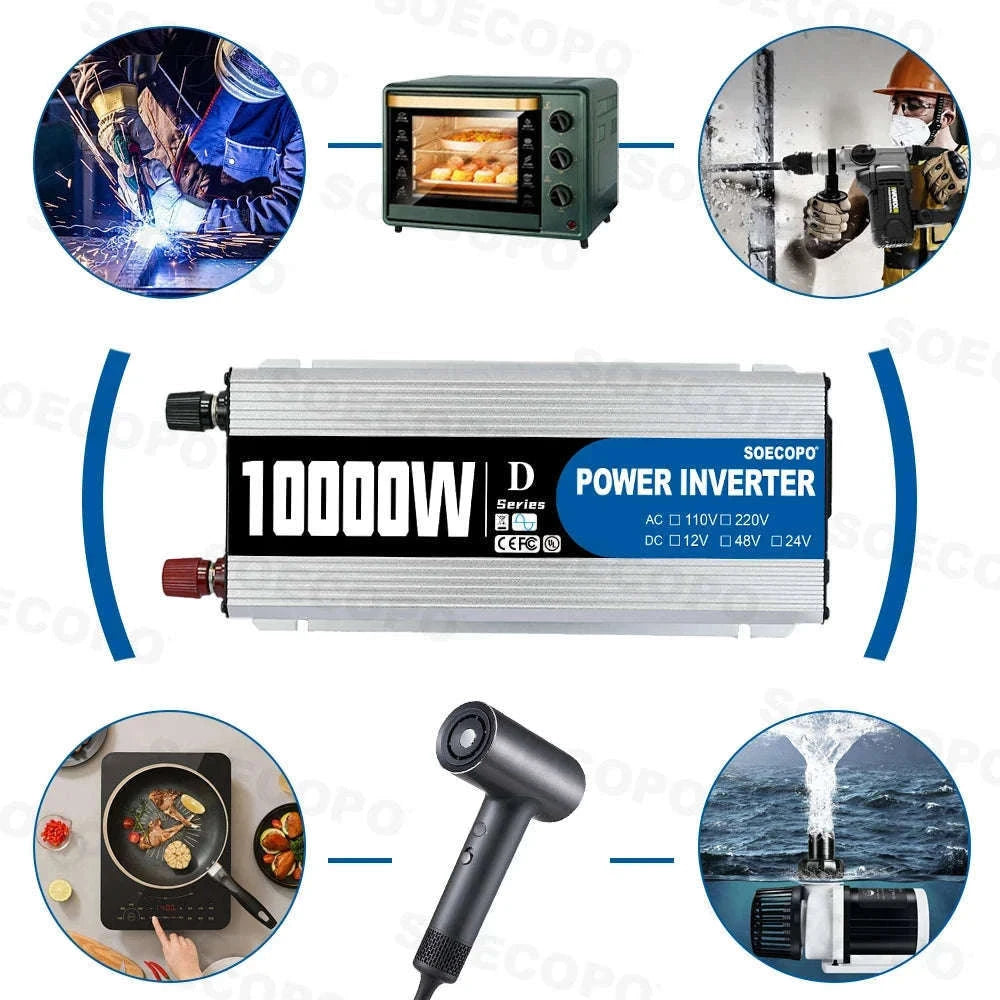 10000W DC to AC Power Inverter 12V 24V 48V to 220V with USB Port and Protection Features-12V TO 110V / China Mainland
