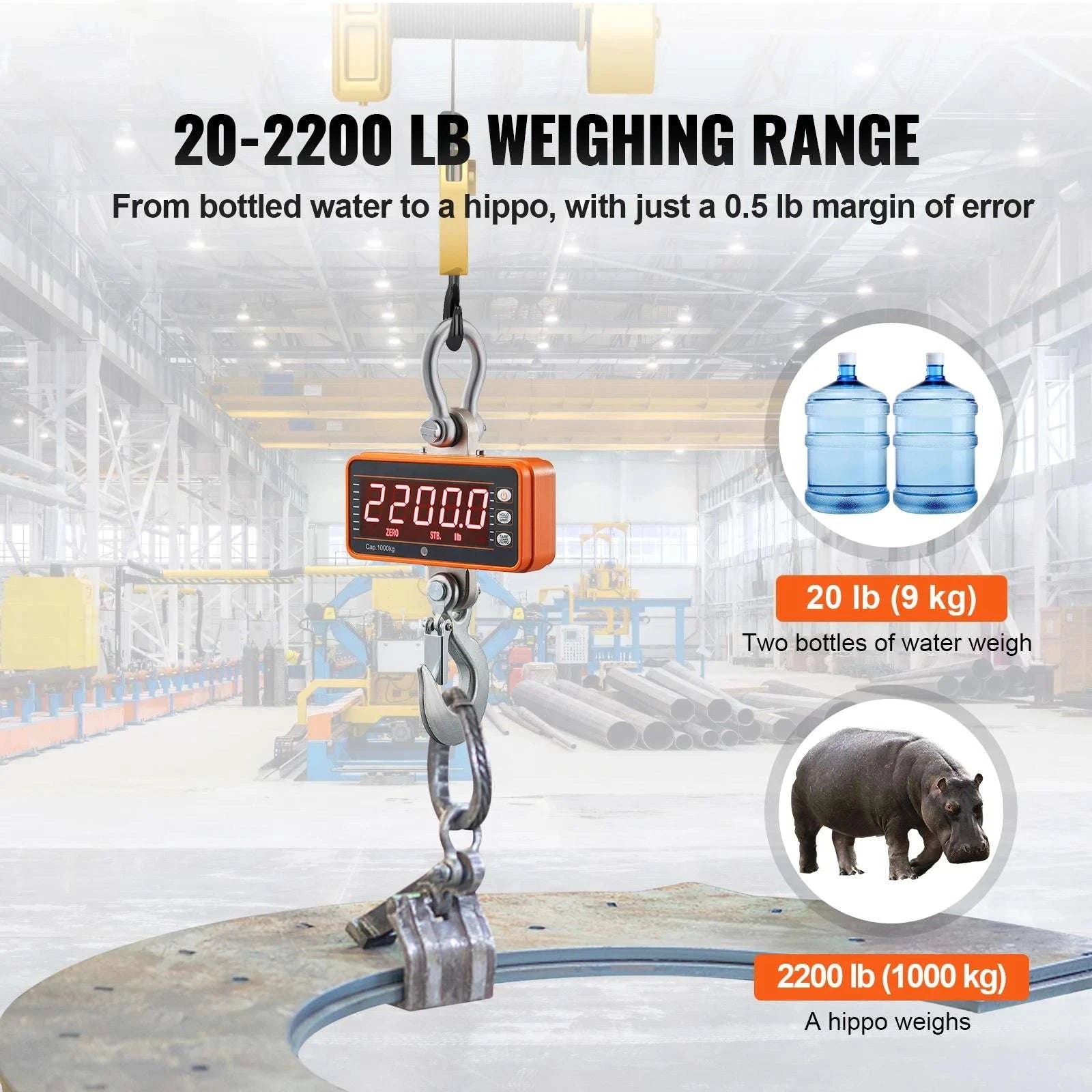 1000kg Digital Crane Scale with Remote & LED Display-1000kg / Poland