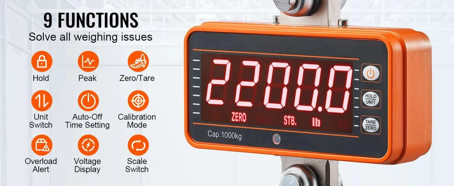 1000kg Digital Crane Scale with Remote & LED Display-1000kg / Poland