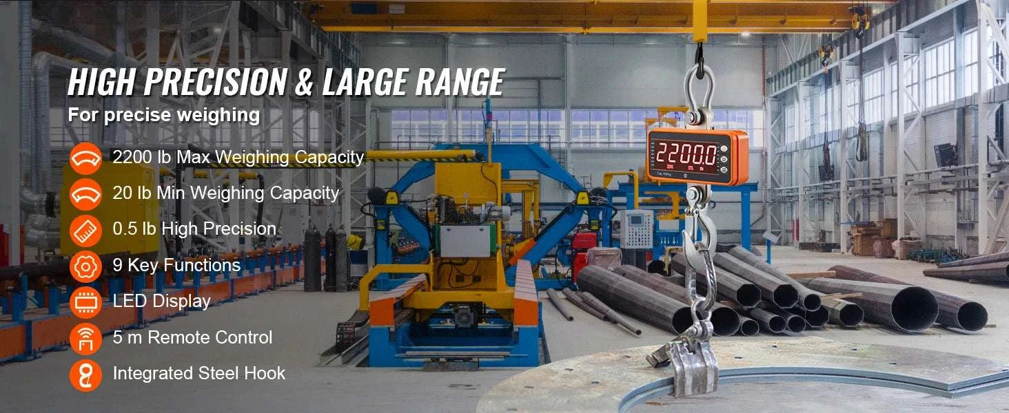 1000kg Digital Crane Scale with Remote & LED Display-1000kg / Poland
