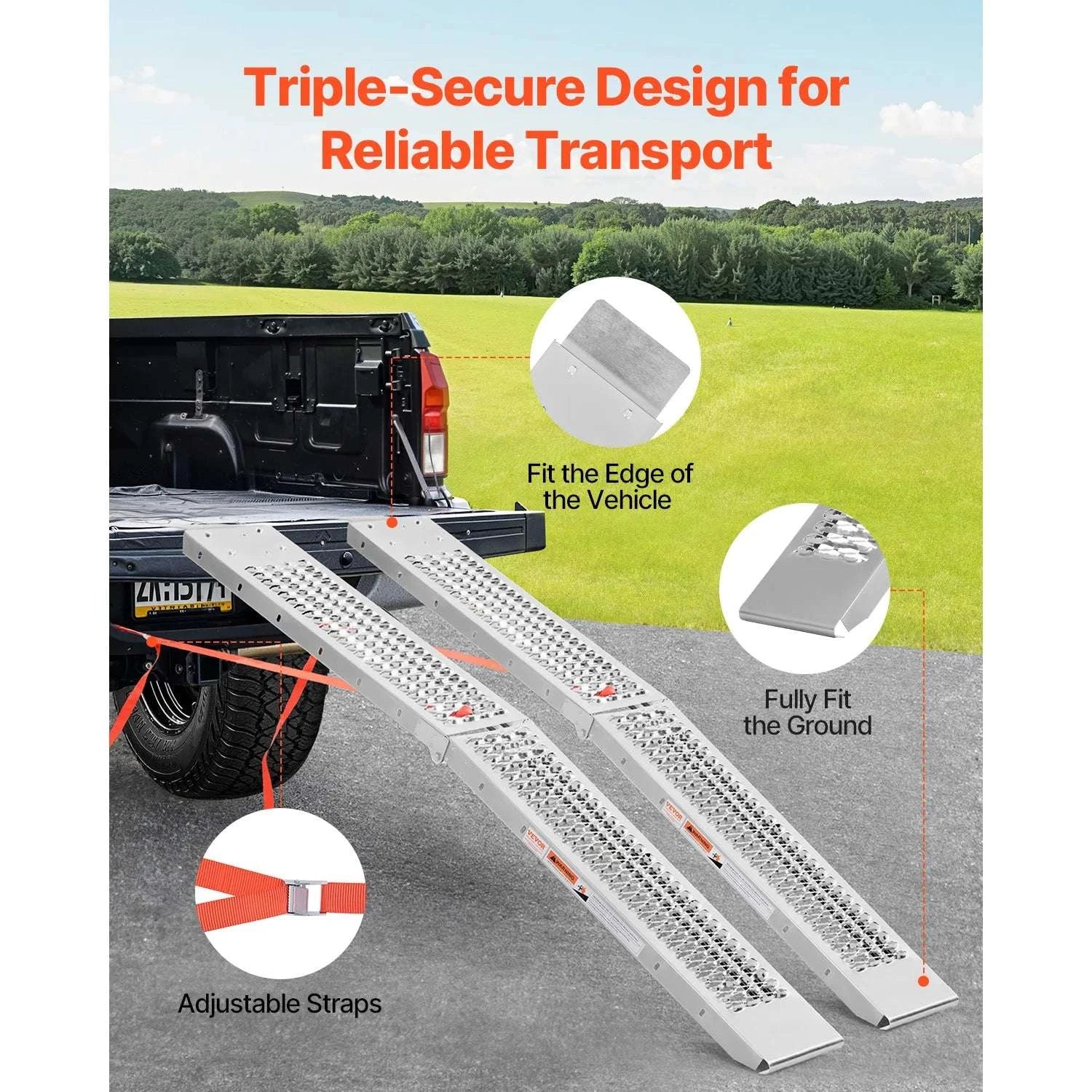 1000lbs Steel Loading Ramps 2-Pack Foldable ATV UTV Motorcycle-72x9inch / United States