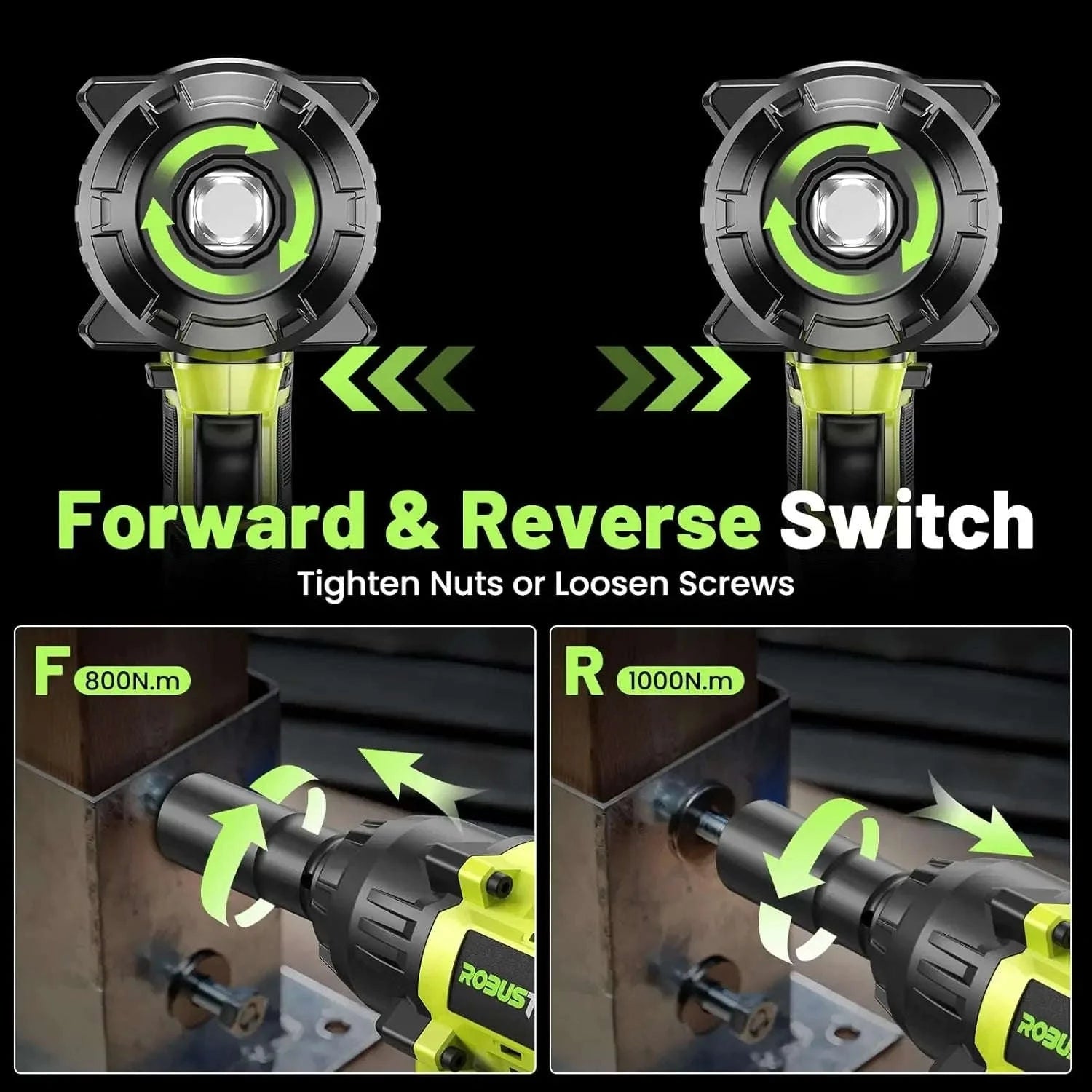 1000N.m Brushless Cordless Impact Wrench with 2 x 4.0Ah Batteries-Full Kit 2 BAT / United States