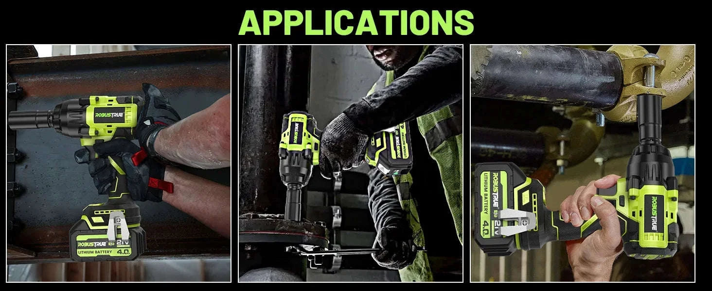 1000N.m Brushless Cordless Impact Wrench with 2 x 4.0Ah Batteries-Full Kit 2 BAT / United States