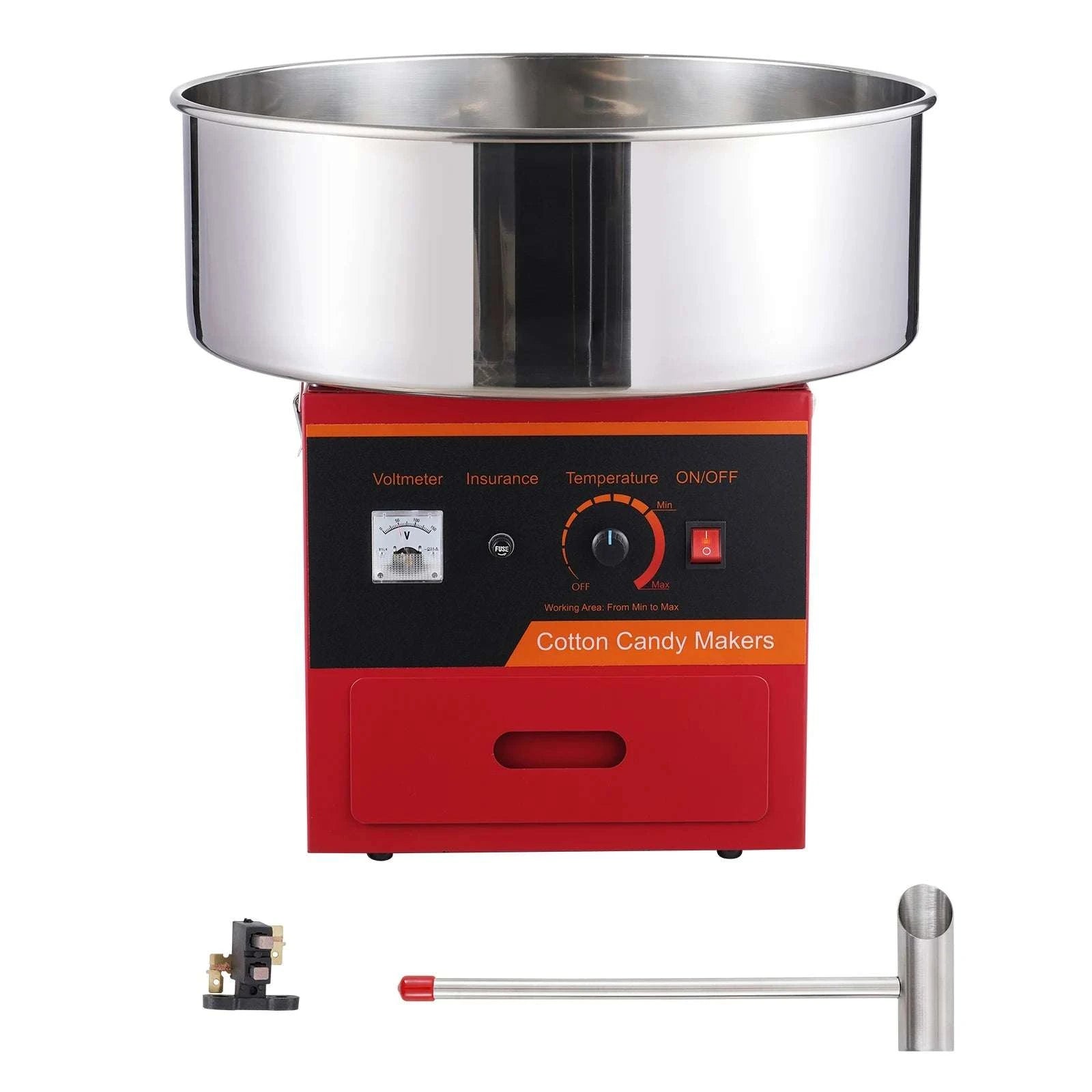 1000W Commercial Cotton Candy Machine with Large Bowl & Control-red / spain