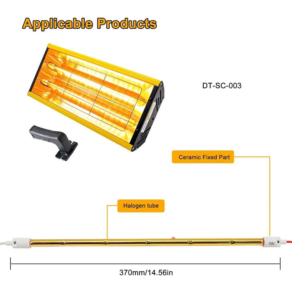 1000W Infrared Halogen Heating Lamp for Paint Drying & Curing-Red 330mm / 220V / China Mainland