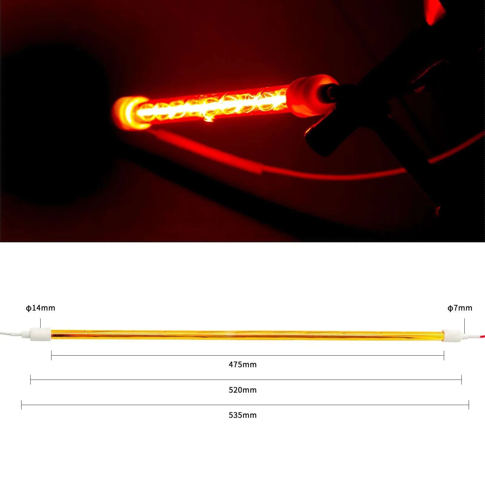 1000W Infrared Halogen Heating Lamp for Paint Drying & Curing-Red 330mm / 220V / China Mainland