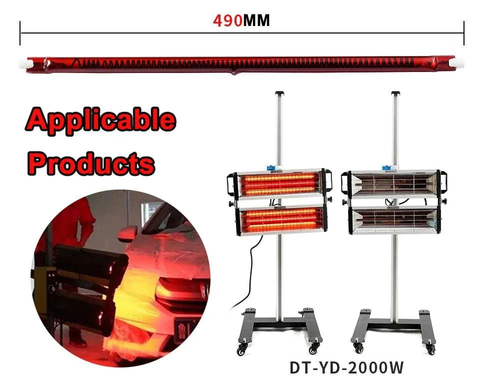 1000W Infrared Halogen Heating Lamp for Paint Drying & Curing-Red 330mm / 220V / China Mainland