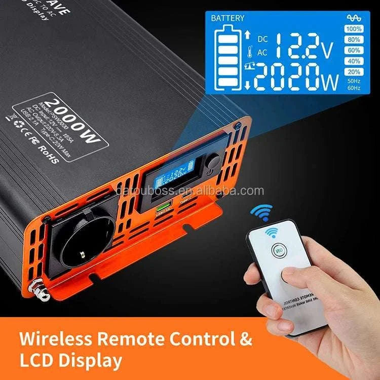 1000W Pure Sine Wave Power Inverter 12V/24V/48V to 120V/220V-PSW 24V 2000W