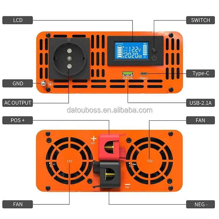 1000W Pure Sine Wave Power Inverter 12V/24V/48V to 120V/220V-PSW 24V 2000W