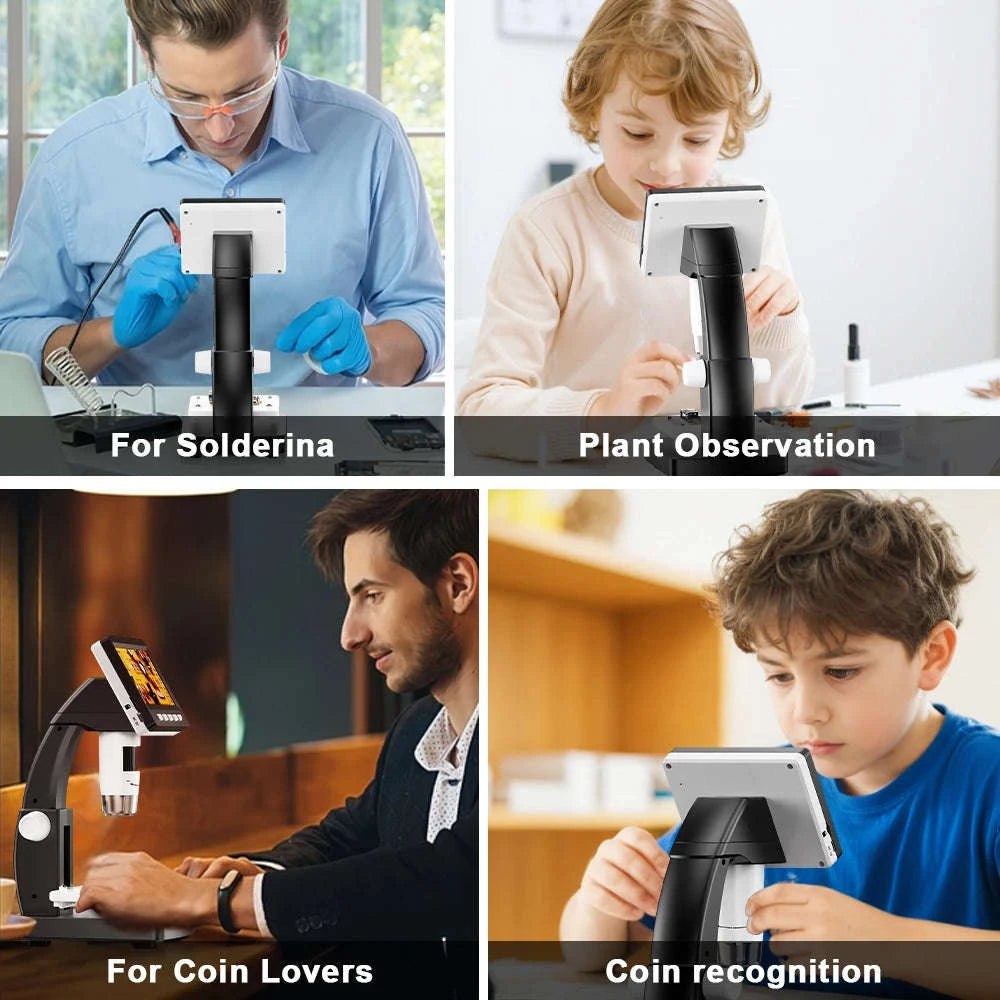 1000X 4.3" LCD USB Digital Microscope for Coin Inspection-Black