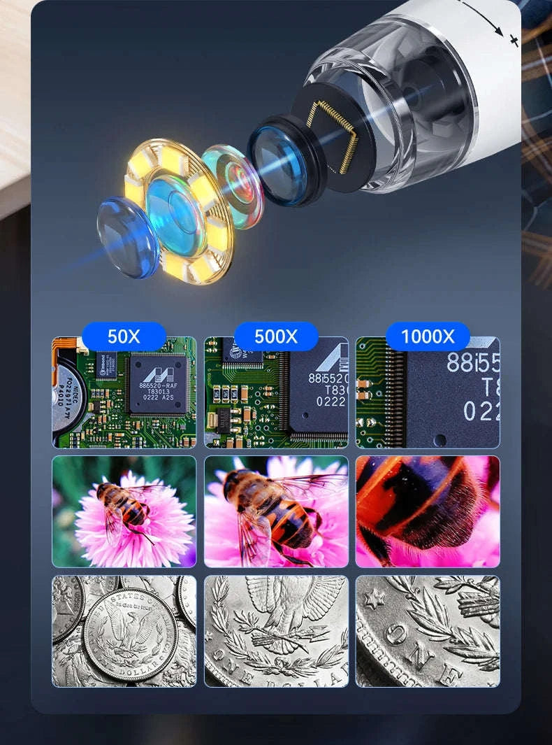 1000X 4.3" LCD USB Digital Microscope for Coin Inspection-Black