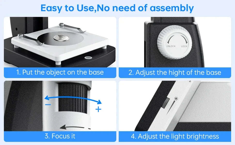 1000X 4.3" LCD USB Digital Microscope for Coin Inspection-Black