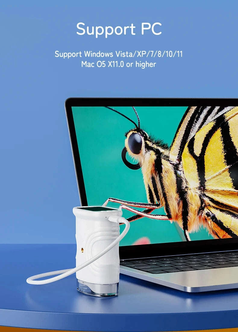 1000X Handheld Microscope for Kids with Screen-Pink / 1000X