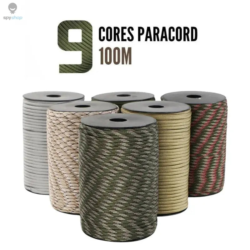 100M 550 Military Standard 9-Core Paracord Rope 4mm Outdoor Parachute Cord Survival Umbrella Tent Lanyard Strap Spy-shop.com