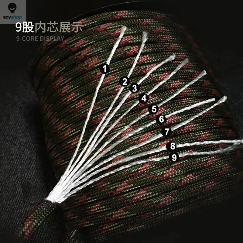 100M 550 Military Standard 9-Core Paracord Rope 4mm Outdoor Parachute Cord Survival Umbrella Tent Lanyard Strap Spy-shop.com