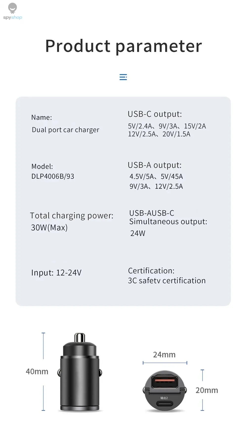 100W/200W QC3.0 PD Mini Car Charger 12-24V Lighter Fast Charging Car USB Type C Charger for Xiaomi Samsung Huawei iPhone Power Spy-shop.com