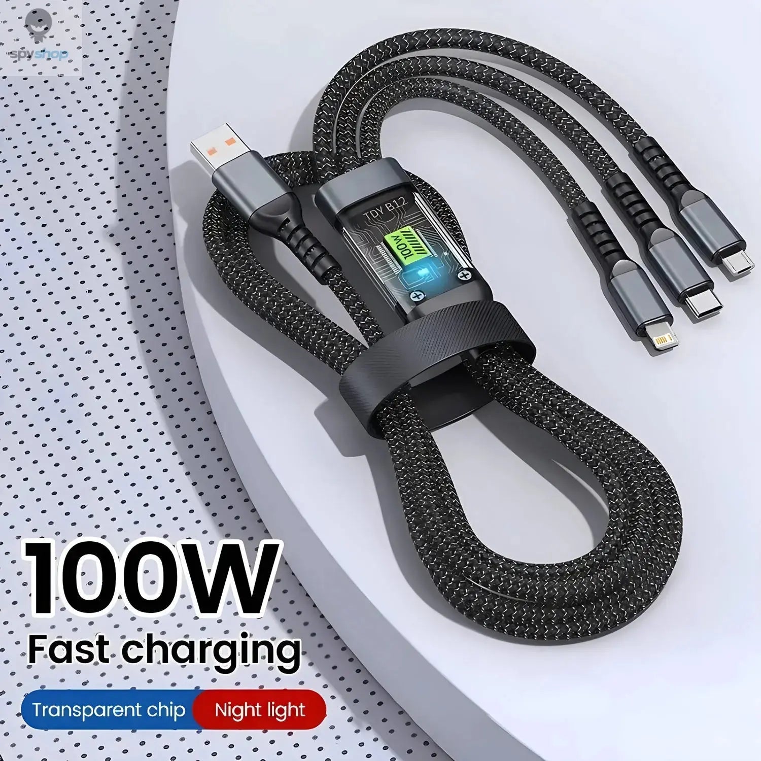 100W Fast Charging Cable Multi Charger Cable Nylon Braided Multiple USB Universal 3 in 1 Charging Cord Adapter with Type-C Micro Spy-shop.com