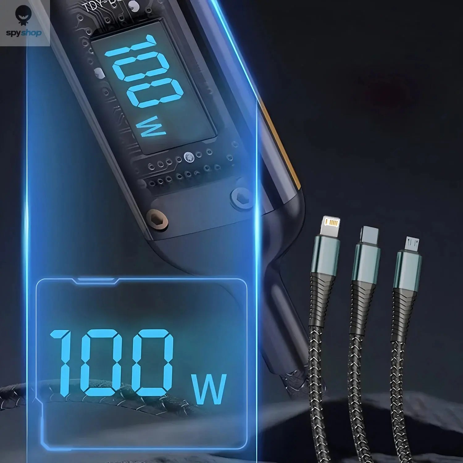 100W Fast Charging Cable Multi Charger Cable Nylon Braided Multiple USB Universal 3 in 1 Charging Cord Adapter with Type-C Micro Spy-shop.com