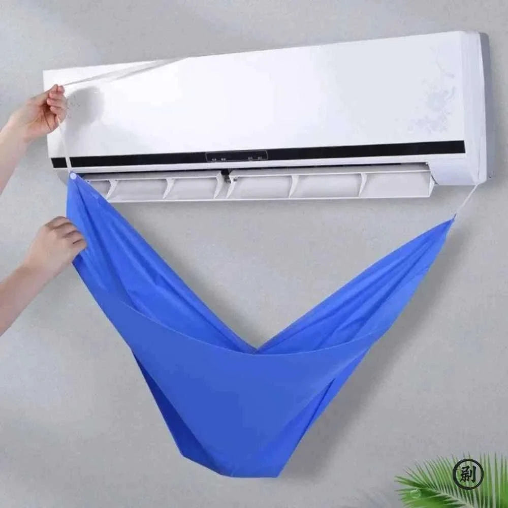 100cm Thickened Air Conditioner Cleaning Cover Bag with Water Pipe-Blue