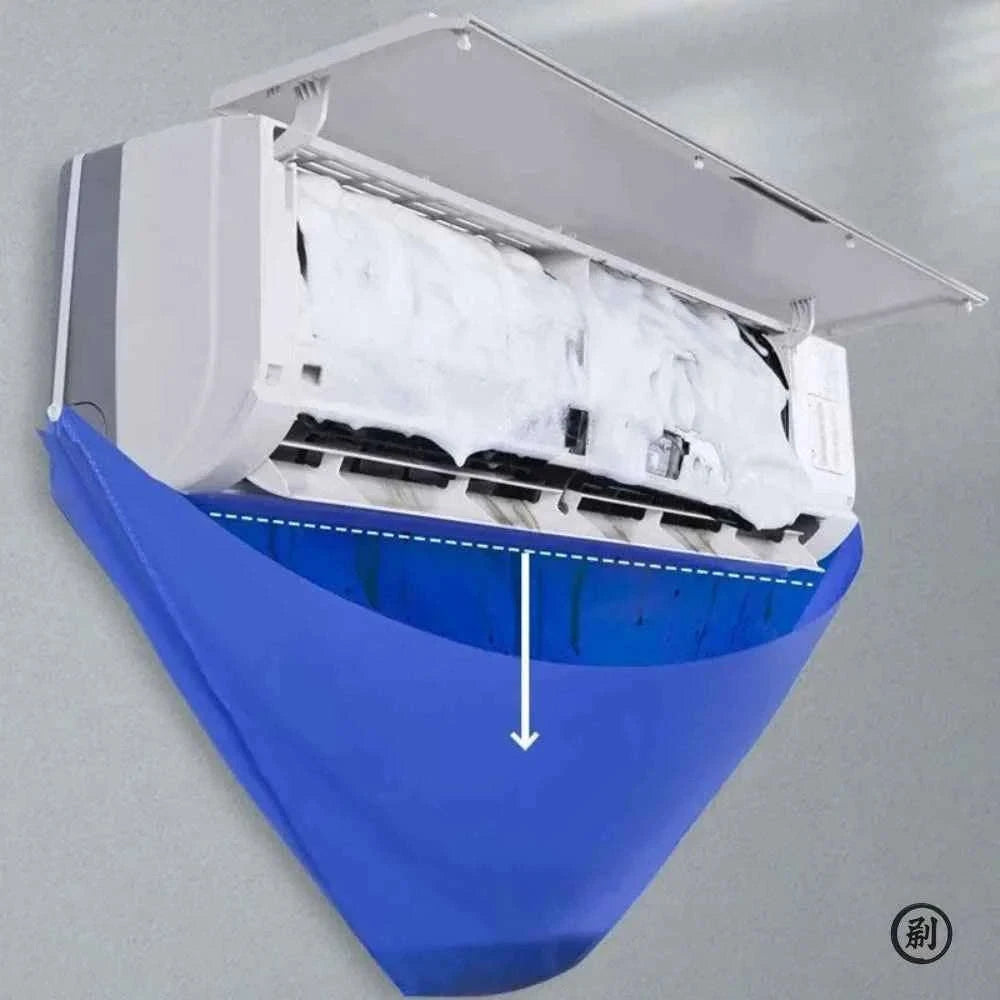100cm Thickened Air Conditioner Cleaning Cover Bag with Water Pipe-Blue