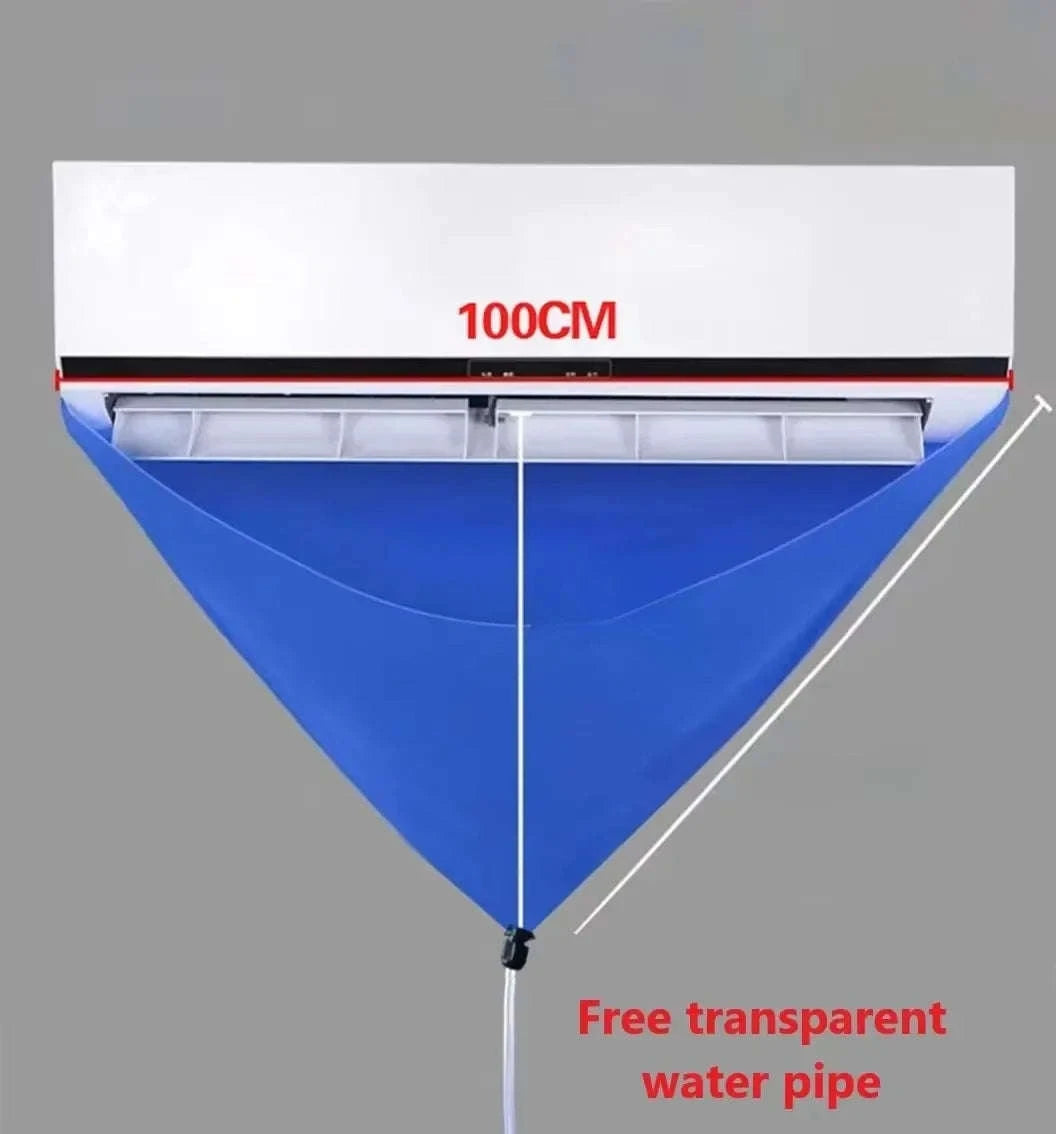 100cm Thickened Air Conditioner Cleaning Cover Bag with Water Pipe-Blue