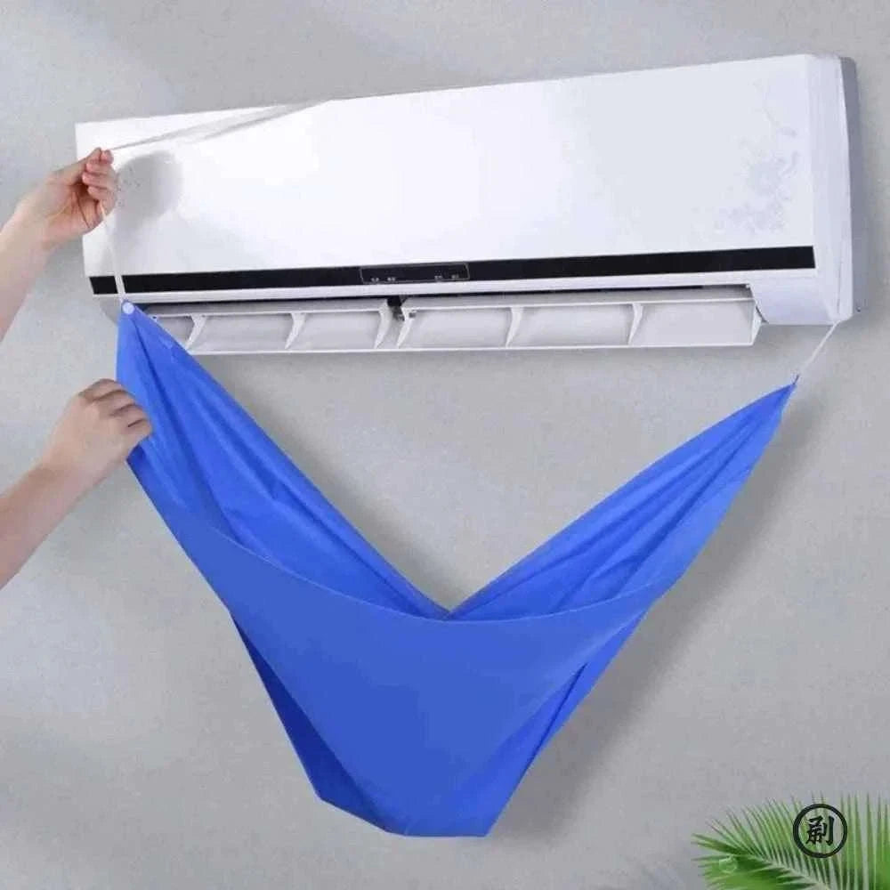 100cm Thickened Air Conditioner Cleaning Cover Bag with Water Pipe-Blue