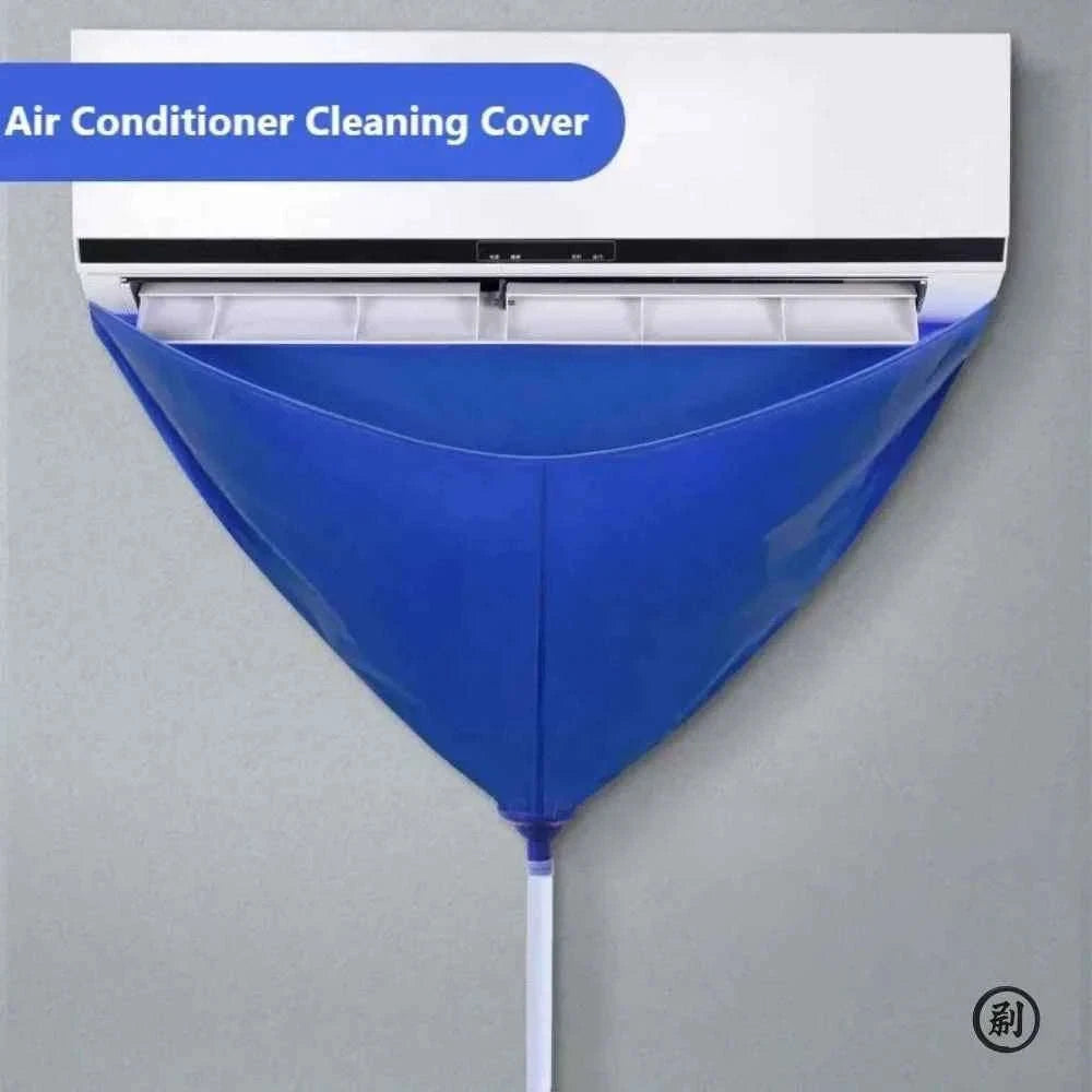 100cm Thickened Air Conditioner Cleaning Cover Bag with Water Pipe-Blue