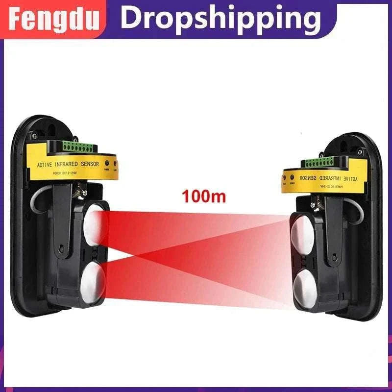 100m Invisible Infrared Beam Sensor Waterproof Outdoor IR Alarm-Default Title